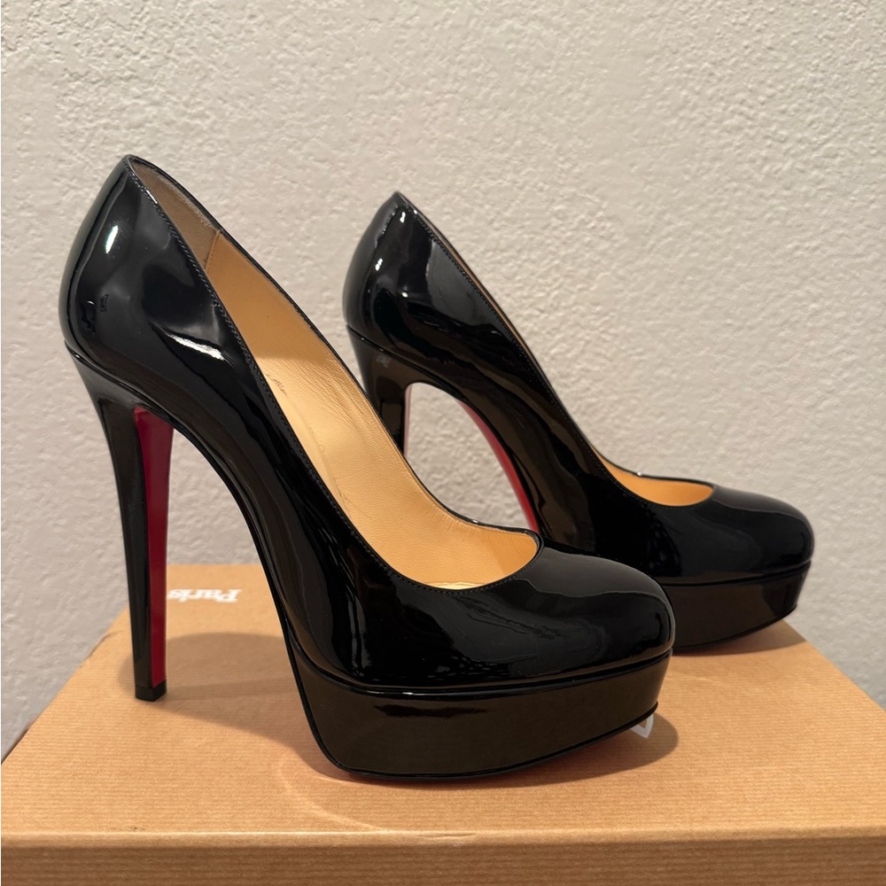 Sold Christian Louboutin Bianca 140 Patent Leather Pumps, Size 36.5
